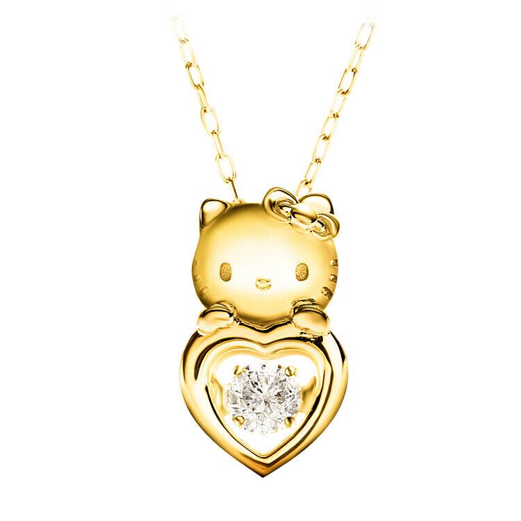 Authentic Sanrio necklace Hello Kitty K18 Dancing Stone: Condition: New chain length is 45cm (free adjuster whose length can be changed freely) charm size is 12.5mm 7.3mm Materials : K18 (top and chain common) natural diamond 0.10ct What you see in the pict