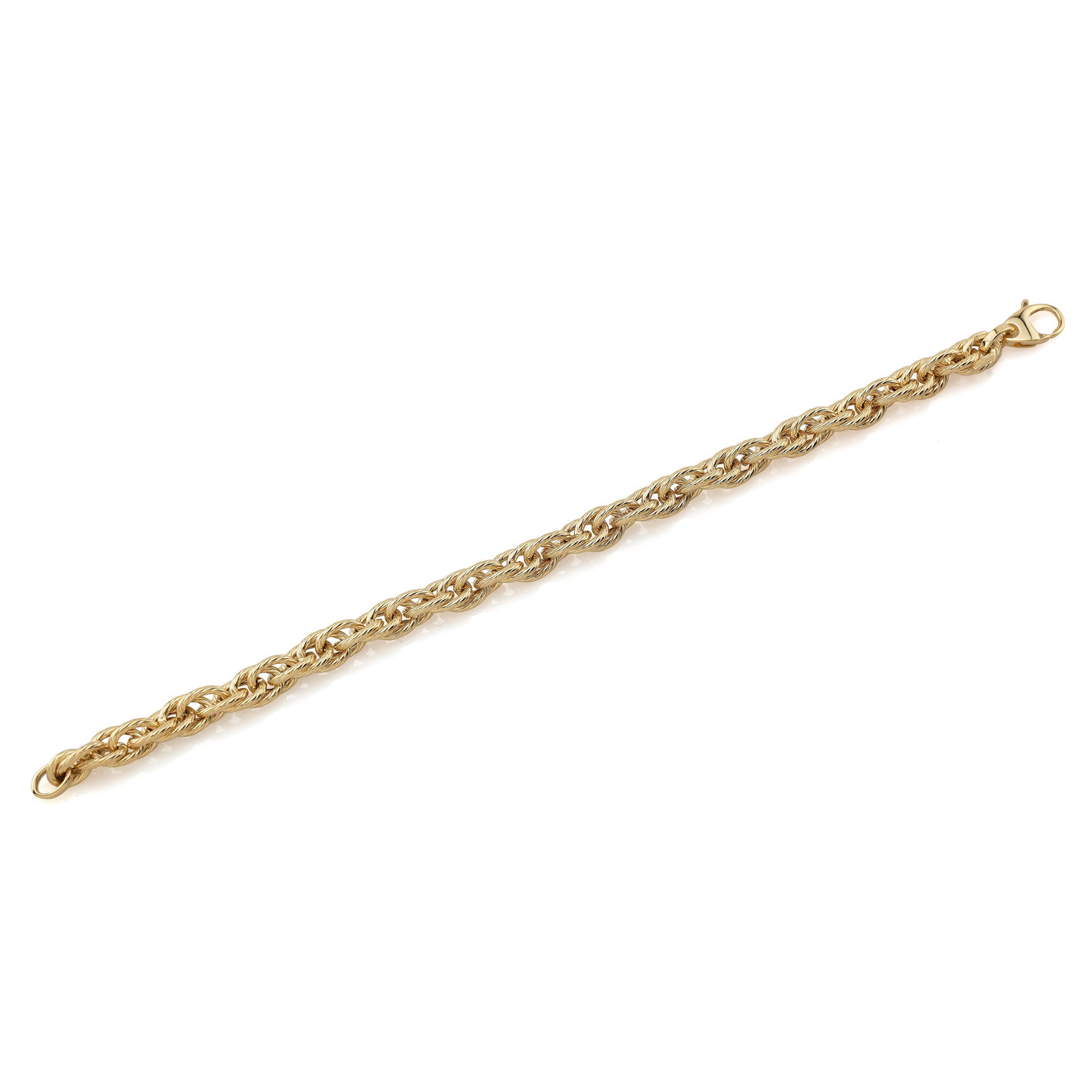 14k Yellow Gold Rope Chain Bracelet, 7.5 Inches: This Beautiful Rope Woven Chain Bracelet Is Handcrafted Of 14k Yellow Gold (5.1 Grams). There Is A Flexible, Fabric Like Movement When Wearing. The Bold Lobster Claw Closure Is Classic And Secure. Thi