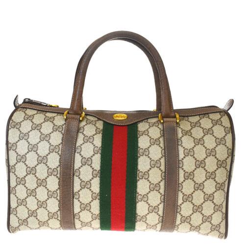 Authentic GUCCI Logo GG Pattern Sherry Hand Bag PVC: Size: Medium Closure: Zip Country/Region of Manufacture: Italy Occasion: Casual Style: Hand Bag Brand: Gucci Bag Height: 7.1 Bag Depth: 5.9 Product Line: Gucci Sherry Bag Width: 12.2 Material: Leather