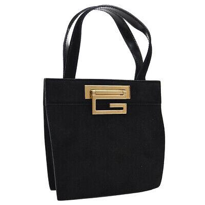 Authentic GUCCI Logos Mini Hand Bag: Brand: GUCCI Model: Logos Mini Hand Bag Country of Origin: Italy Material: Nubuck Color: Black Size (Inch): W 5.9 x H 6.1 x D 2.0 " Handle Drop. 3.7 " Size (CM): W 15.0 x H 15.5 x D 5.0 cm Handle Drop