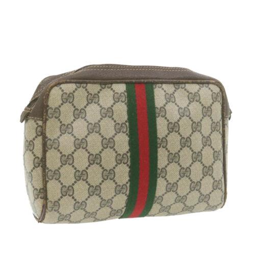 Authentic GUCCI Web Sherry Line GG Canvas Clutch Bag: Brand: GUCCI Style: Clutch Bag Color: Beige Size: W22 x H16 x D6cm(Approx) Material: PVC Leather Country/Region of Manufacture: Italy UPC: Does not apply EAN: Does not apply All Bidhaus items come wit