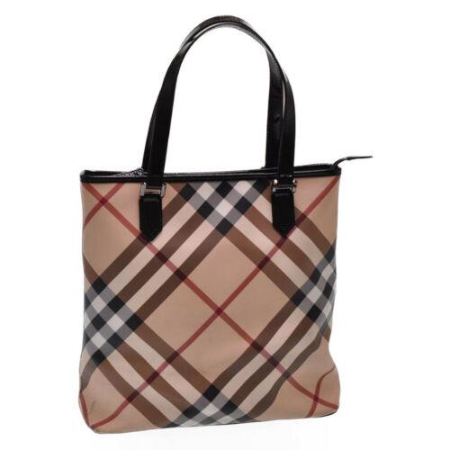 Authentic BURBERRY Nova Check PVC Leather Hand Bag: Brand: BURBERRY Color: Beige Style: Hand Bag Size: W33 x H34 x D12cm(Approx) Material: PVC Leather UPC: Does not apply All Bidhaus items come with a 100% money-back authenticity guarantee. ALL SALES A