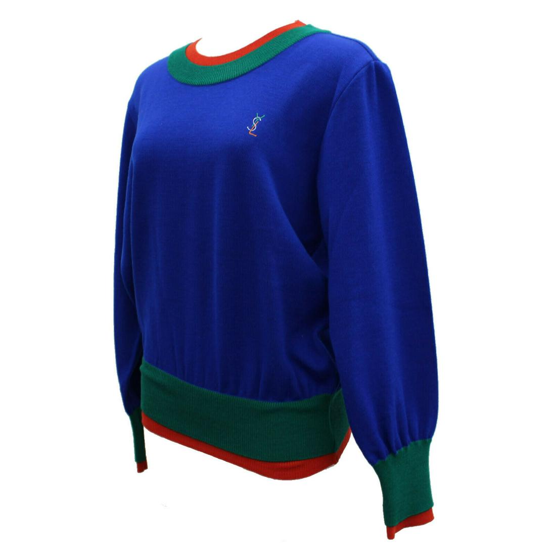 Authentic YVES SAINT LAURENT Long Sleeve Tops: Brand: YVES SAINT LAURENT Model: Long Sleeve Tops Country of Origin: Japan Material: Wool Color: Blue Red Green Size (inch): m All Bidhaus items come with a 100 % money-back authenticity guarantee. AL