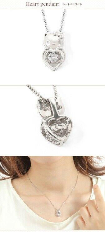 Authentic Sanrio necklace Hello Kitty Heart Dancing: Condition: New chain length is 45cm (including adjuster 5cm) charm size is 1.5x0.9cm Materials : Body chain: SV925 rhodium plating:Cubic zirconia What you see in the pictures is all you receive. Pictu