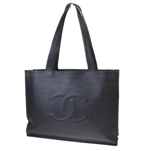 Authentic CHANEL CC Logo Shoulder Bag Caviar Leather: Size: Medium Color: Black Country/Region of Manufacture: France Brand: CHANEL Style: Shoulder Bag Bag Depth: 4.3 Bag Height: 12.2 Bag Width: 16.1 Material: Caviar Skin Leather All Bidhaus items come w