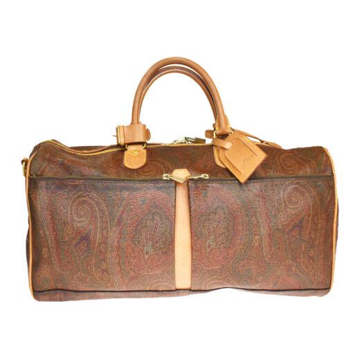 Authentic ETRO Logo Travel Hand Bag PVC Leather Brown: Condition: \nPre-owned: An item that has been used or worn previously. See the sellerÃ¢€â„¢s listing for full details and description of any imperfections.\nSee all condition definitions- o