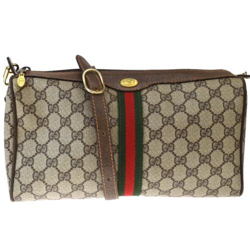 Authentic GUCCI GG Pattern Sherry Shoulder Bag PVC: Size: Medium Brand: Gucci Style: Shoulder Bag Bag Depth: 3.3 Bag Height: 6.3 Bag Width: 11.4 Material: Leather PVC Strap Drop: 19.7 - 21.7 Color: Brown All Bidhaus items come with a 100% money-back au