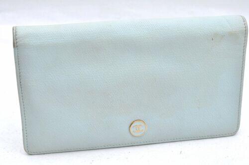 Authentic CHANEL Caviar Skin CoCo Button Bifold Wallet: Brand: CHANEL Country/Region of Manufacture: Italy Material: Caviar Skin Bag Height: 4.1inches(10.5cm) Style: Wallet Bag Depth: 0.8inches(2cm) Color: Light Blue MPN: Does not apply Department: Women S