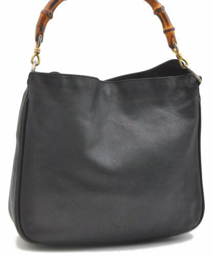 Authentic GUCCI Bamboo Hand Bag Leather Black: Brand: GUCCI Bag Height: 9.6inches (24.5cm) Material: Leather Bag Depth: 3inches (7.5cm) Style: Hand Bag MPN: Does not apply Color: Black Serial Number: 0011638008068 Department: Women Bag Length: 11.