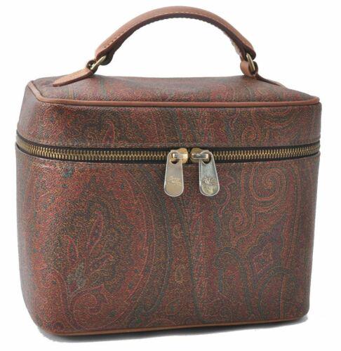 Authentic ETRO Vanity Bag PVC Leather Brown: Brand: ETRO Bag Height: 6.3inches (16cm) Material: PVC/Leather Bag Depth: 4.7inches (12cm) Style: Vanity Bag MPN: Does not apply Color: Brown Bag Length: 7.9inches (20cm) Department: Women Handle Drop