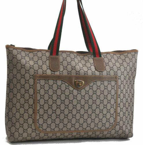 Authentic GUCCI GG Plus Web Sherry Line Shoulder Tote: Country/Region of Manufacture: Italy MPN: Does not apply Department: Women Brand: GUCCI Style: Tote Bag Bag Depth: 4.1inches (10.5cm) Bag Height: 12.8inches (32.5cm) Bag Length: 17.7inches (45cm) Mate