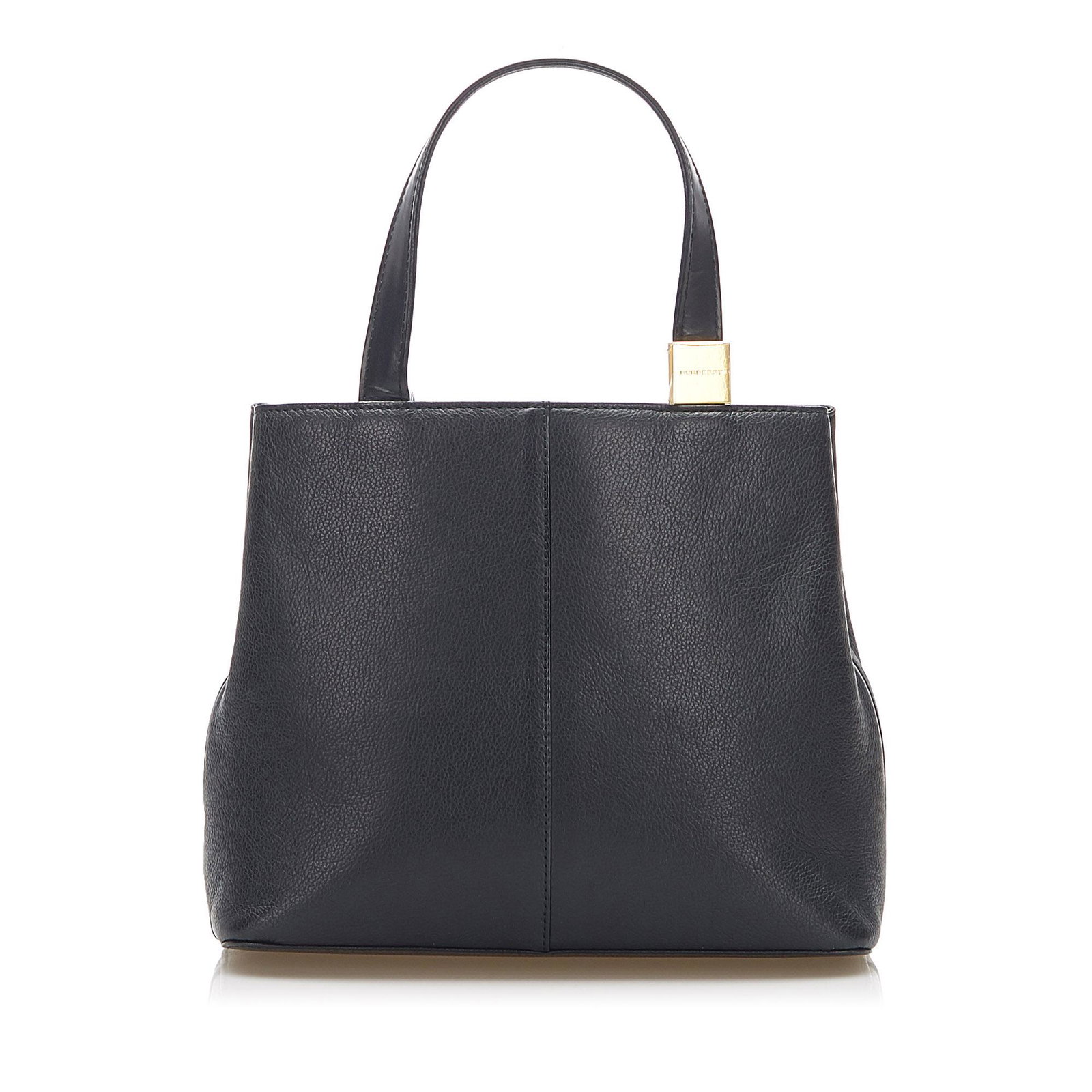 Authentic Burberry Leather Handbag: This handbag features a leather body flat leather handles a top zip closure and an interior zip and slip pockets. Brand: Burberry Model: Leather Handbag Origin: United Kingdom Category: Bags Color: Bl