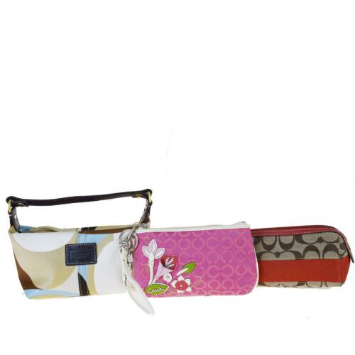 Authentic Coach 4-piece Set Canvas Leather Shoulder Bag: Brand: Coach Graphic Print: No Color: Blue Handmade: Yes Department: Women Year Manufactured: Pre-1920 Style: Shoulder bag Hidden Compartment: Yes Material: Canvas Leather Nylon Satin Made to Measure: