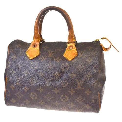 Authentic LOUIS VUITTON Speedy 25 Hand Bag Monogram: Brand: Louis Vuitton Size: Medium Material: Monogram leather Bag Width: 9.8 Style: Hand bag Bag Height: 7.1 Color: Brown Bag Depth: 5.7 Department: Women Country/Region of Manufacture: France All Bidh