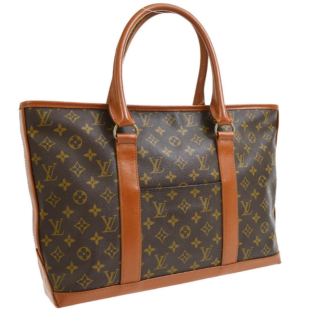 Authentic LOUIS VUITTON Monogram Shoulder Tote: Brand: LOUIS VUITTON Model: Monogram Shoulder Tote Country of Origin: France Material: Leather Color: Brown Size (Inch): W 15.7 x H 11.4 x D 3.5 "Strap Drop. 7.1 " Size (CM): W 40.0 x H 29.0 x D 9.0 c