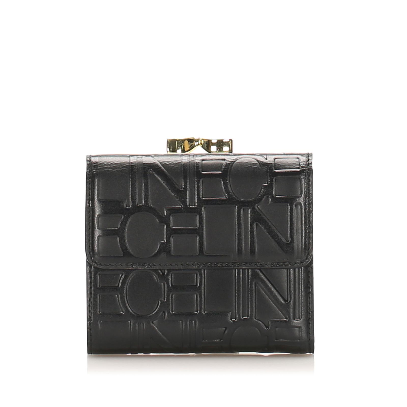 Authentic Celine Leather Small Wallet: This wallet features an embossed leather body an exterior compartment with a kiss lock closure a snap button closure and an interior compartments. Brand: Celine Model: Leather Small Wallet Origin: Fra