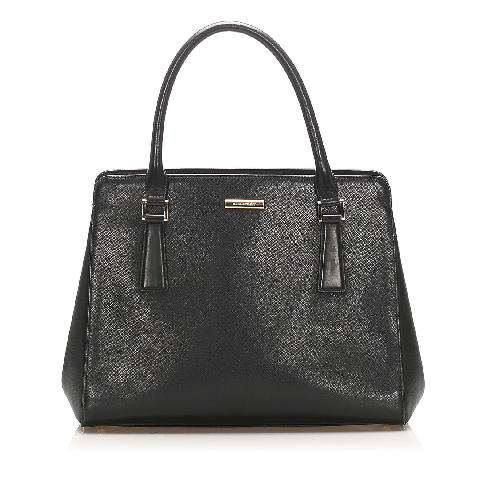 Authentic Burberry Leather Handbag: This handbag features a leather body rolled leather handles an open top and an interior zip and slip pockets. Brand: Burberry Model: Leather Handbag Origin: United Kingdom Category: Bags Color: Black
