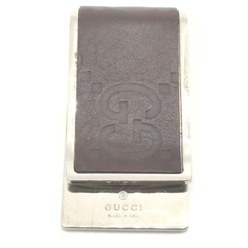 Authentic Gucci Money Clip Guccissima Browns Silver: Condition: \nPre-owned: An item that has been used or worn previously. See the sellerâ€™s listing for full details and description of any imperfections.\nSee all condition definitions- opens in a