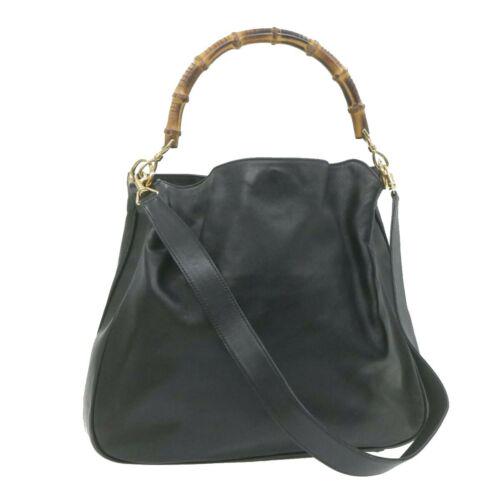 Authentic GUCCI Bamboo 2Way Hand Shoulder Bag Black: Brand: GUCCI Size: W38 x H32 x D10cm / Shoulder Drop 15-40cm(Approx) Color: Black Country/Region of Manufacture: Italy Material: Leather Type: unknown Style: Shoulder Bag Department: Woman UPC: Does n