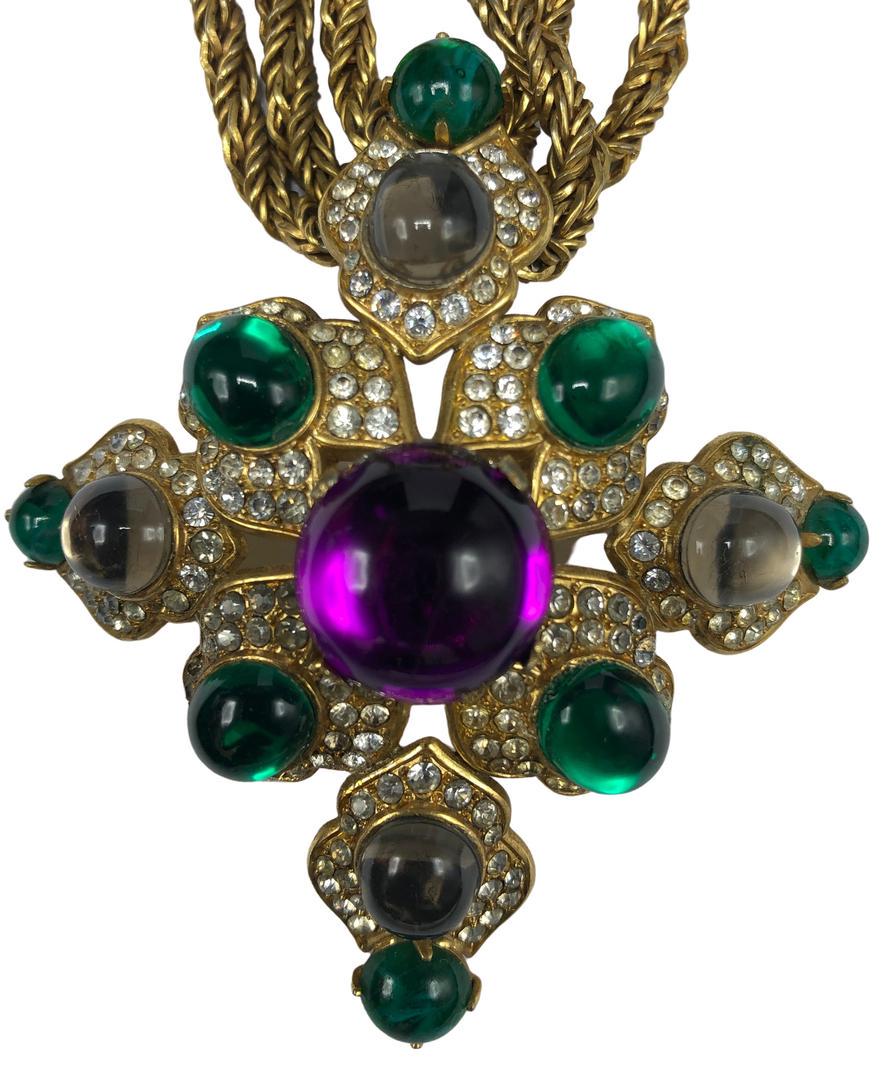 Authentic Grosse Christian Gold Plated Multi Strand: Brand: Grosse Germany, Christian Dior Style: Multi- Strand Necklace Hallmark:: "Grosse Germany" Fastening: Box Clasp Category: Necklace Materials: Gold Plated, Lucite Simulated Gemstones, Costume Meta