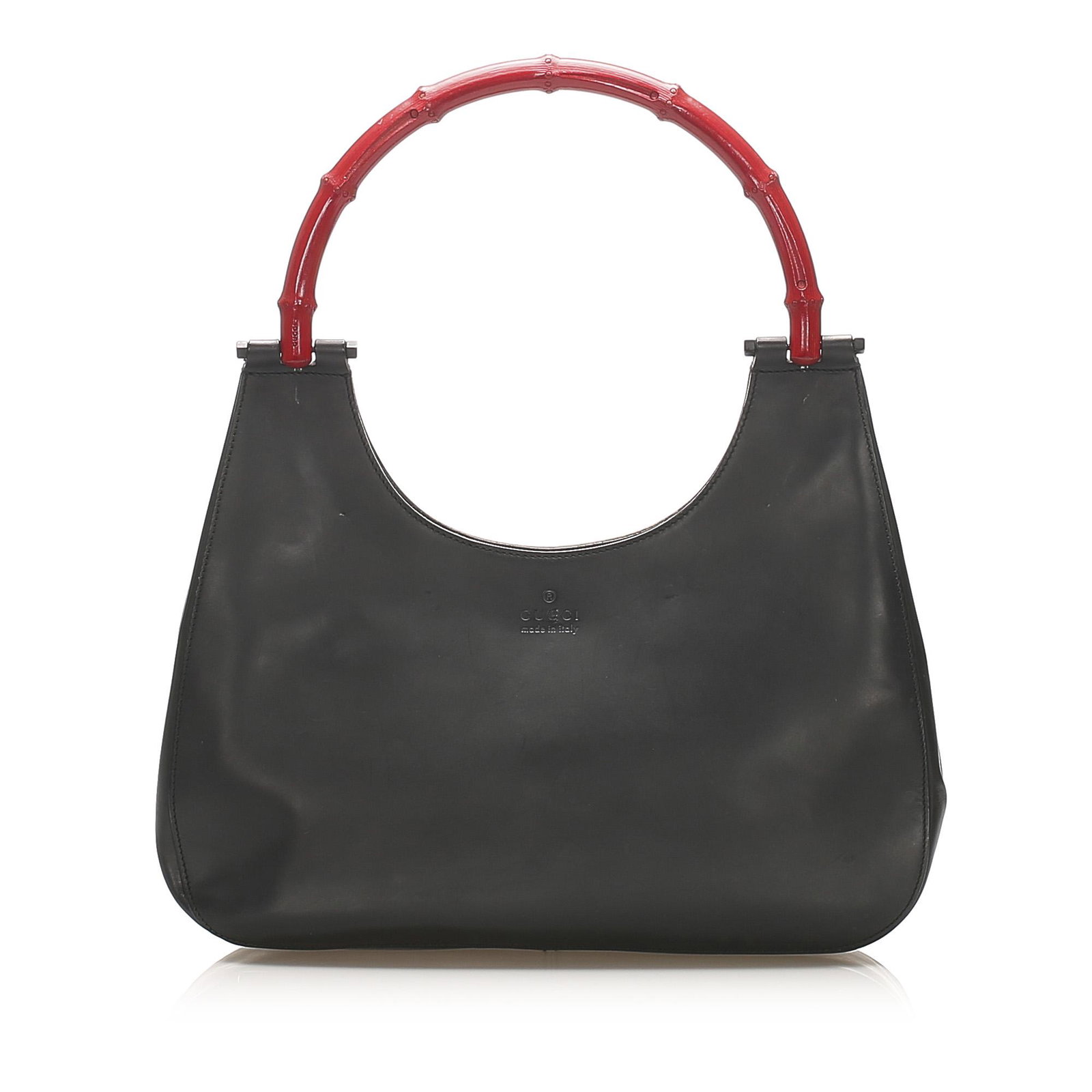 Authentic Gucci Bamboo Leather Shoulder Bag: This shoulder bag features a leather body a bamboo top handle and an open top with a magnetic closure and an interior zip pocket. Brand: Gucci Model: Bamboo Leather Shoulder Bag Origin: Italy Category