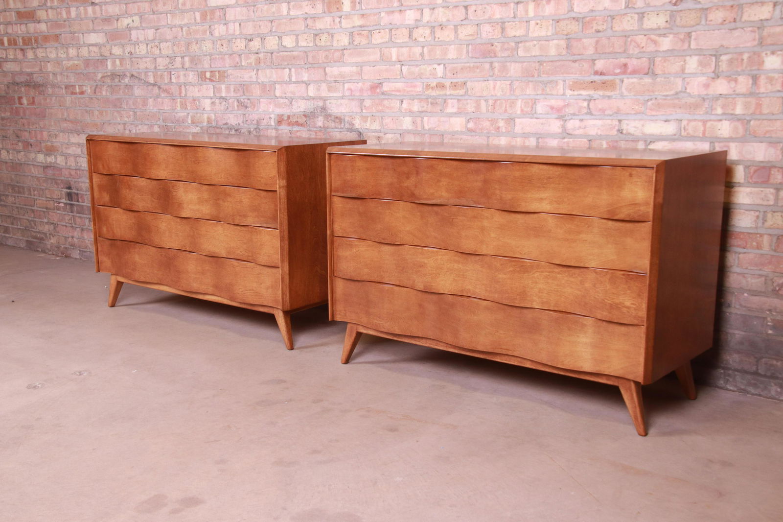 Edmond Spence Swedish Modern Wave Front Dresser Chests