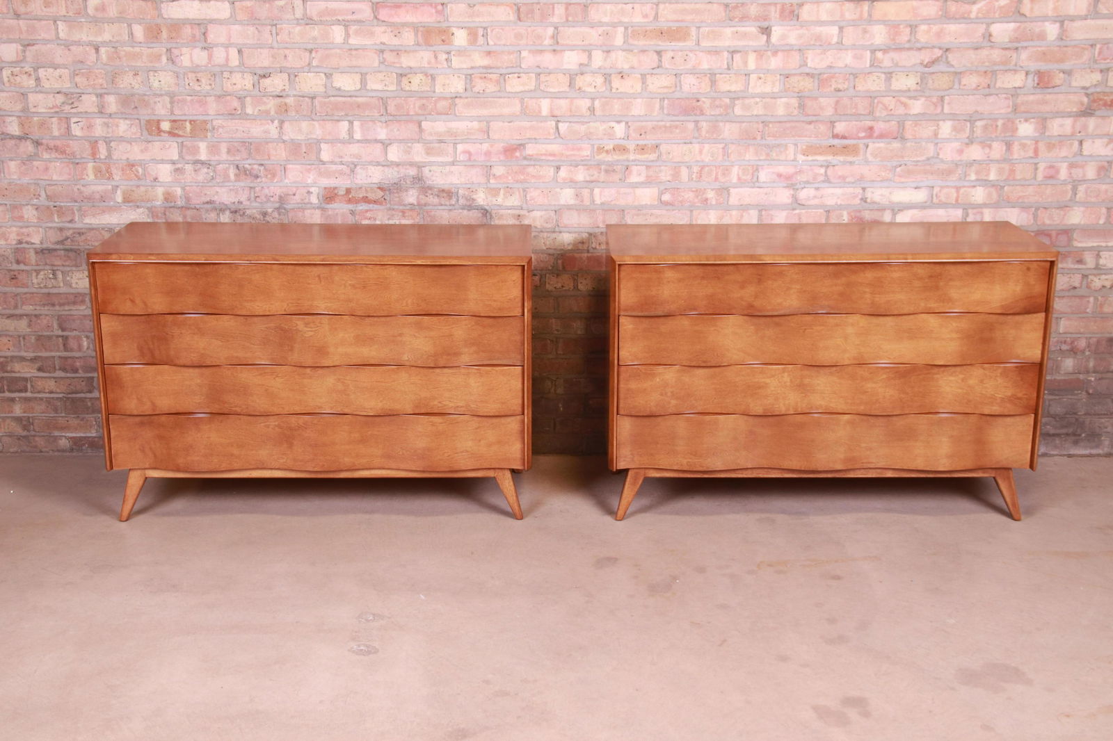 Edmond Spence Swedish Modern Wave Front Dresser Chests