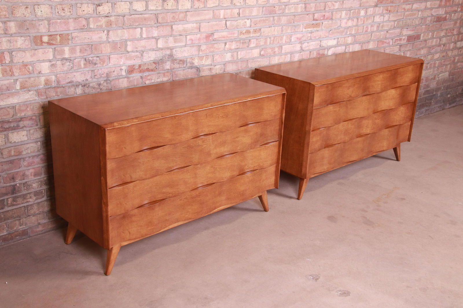 Edmond Spence Swedish Modern Wave Front Dresser Chests