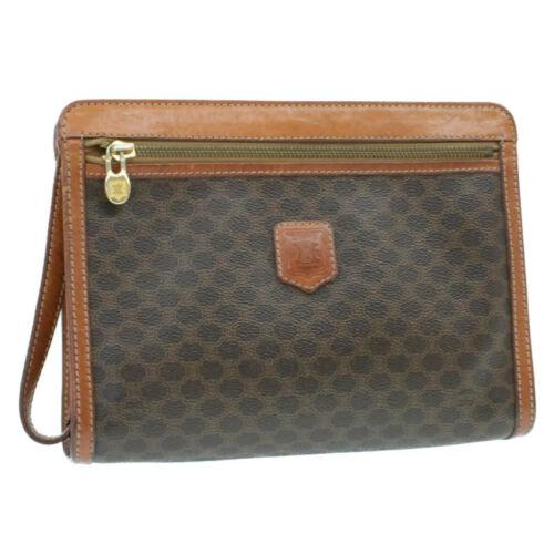 Authentic CELINE Macadam Canvas Clutch Bag Brown PVC: Brand: CELINE Size: W25 x H15 x D5.5cm(Approx) Style: Clutch Bag Color: Brown Material: PVC Leather UPC: Does not apply All Bidhaus items come with a 100% money-back authenticity guarantee. ALL SALES