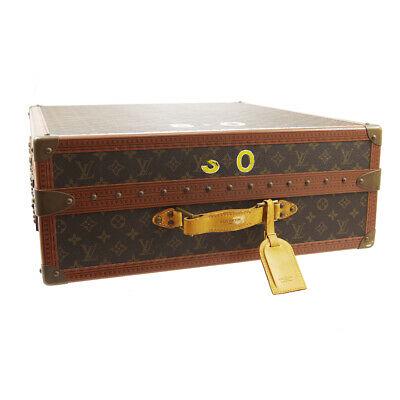 Authentic LOUIS VUITTON Trunk: Brand: LOUIS VUITTON Model: Trunk Country of Origin: France Material: Monogram Canvas Leather Metal Color: Brown Size (Inch): W 23.6 x H 20.6 x D 7.8 " Handle Drop. 2.7 " Size (CM): W 60.0 x H 52.5 x
