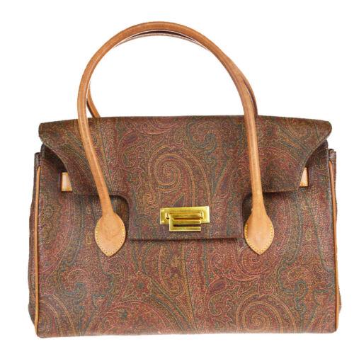 Authentic Etro Paisley PVC Leather Handbag Bordeaux: Brand: Etro Closure: Metal fasteners Material: PVC Leather Country/Region of Manufacture: Italy Style: Handbag Personalized: No Color: Bordeaux Year Manufactured: Pre-1920 Department: Women UPC: N/A A