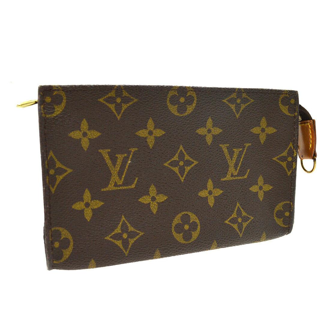 Authentic LOUIS VUITTON Pouch: Brand: LOUIS VUITTON Model: Pouch Country of Origin: France Material: PVC Color: Brown Size (Inch): W 6.7 Ã—H 4.1 Ã—D 0.8 " Size (CM): W 17.0 Ã— H 10.5 Ã—D 2.0 cm All Bidhaus items come wi