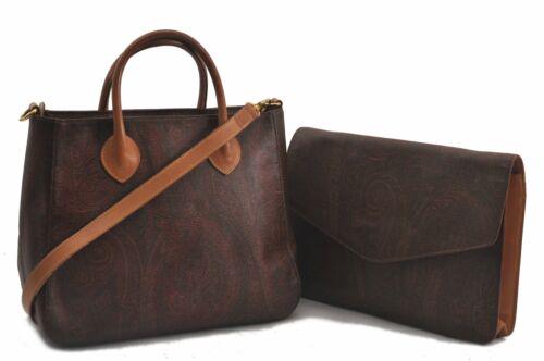 Authentic ETRO Hand Bag Clutch Bag PVC Leather Brown: Brand: ETRO Department: Women Country/Region of Manufacture: Italy Material: PVC Style: Hand Bag Color: Brown Type: Hand Bag MPN: Does not apply All Bidhaus items come with a 100% money-back authentic