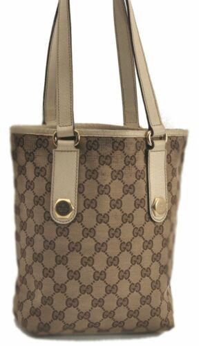 Authentic GUCCI Hand Bag GG Canvas Leather Brown White: Brand: GUCCI Style: Hand Bag Country/Region of Manufacture: Italy Type: Hand Bag Serial Number: 153361203998 Department: Women Bag Length: 6.9inches (17.5cm) Material: Canvas Bag Height: 9.4inches (24