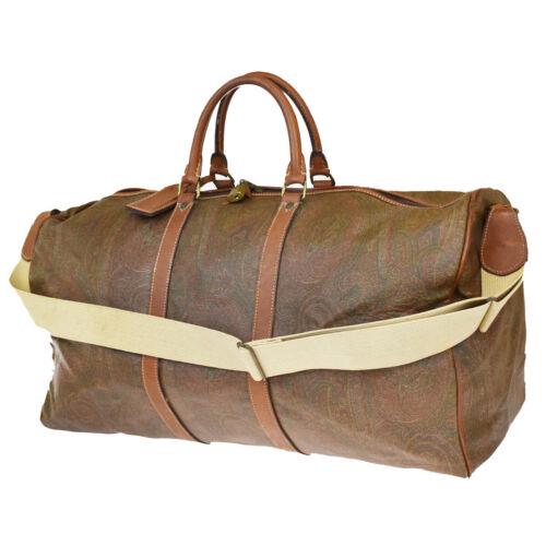 Authentic ETRO 2Way Shoulder Hand Bag Paisley PVC: Brand: ETRO Size: Extra Large Material: PVC Leather Bag Width: 23.2 Style: Shoulder Hand Bag Bag Height: 12.6 Color: Brown Bag Depth: 10.2 Department: Unisex Country/Region of Manufacture: Italy All B