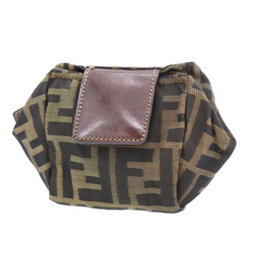 Authentic FENDI Zucca Mini Pouch Brown Black Nylon: Size: Mini Closure: Zipper Country/Region of Manufacture: Italy Brand: Fendi Department: Women Bag Depth: 1.7 Style: Pouch Bag Width: 4.3 Bag Height: 3.5 Lining Color: Brown Product Line: Zucca Inside
