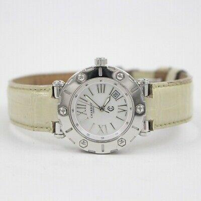 Authentic Philip Charriol Roton Ladies Quartz RT30: Model:: RT30 Material: Stainless steel Belt: Beige leather belt genuine Kannon buckle Machine type: Quartz (in operation) Waterproof: Waterproof for daily life Function: Calendar Dial: Shell Case size