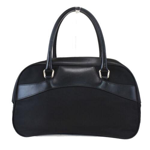 Authentic PRADA Logo Hand Bag Nylon Leather Black: Condition: \nPre-owned: An item that has been used or worn previously. See the sellerâ€™s listing for full details and description of any imperfections.\nSee all condition definitions- opens in a