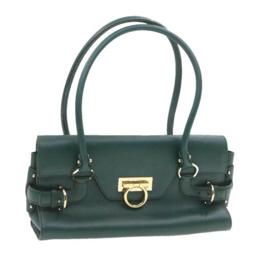 Authentic SALVATORE FERRAGAMO Gancini Shoulder Bag: Brand: Salvatore Ferragamo Style: Shoulder Bag Color: Green Size: W32 x H17 x D12.5cm / Shoulder Drop 20cm(Approx) Material: Leather Country/Region of Manufacture: Italy UPC: Does not apply EAN: Does
