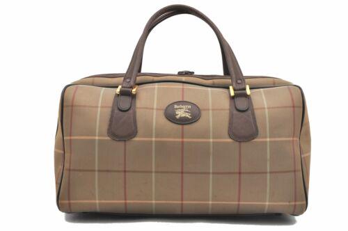 Authentic Burberrys Check Travel Boston Bag Canvas: Brand: Burberrys Bag Height: 8.9inches (22.5cm) Material: Canvas Bag Depth: 9.1inches (23cm) Style: Boston Bag MPN: Does not apply Color: Brown Bag Length: 16.5inches (42cm) Department: Women Handle D