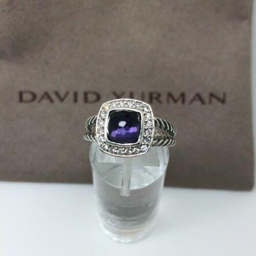 David Yurman Petite Albion Ring With Black Orchid And: Modified Item: No Fancy Diamond Color: Black Country/Region of Manufacture: United States Metal: Sterling Silver Style: Band Brand: David Yurman Lot: No Ring Size: 8 Gender: Female Total Carat Weight 