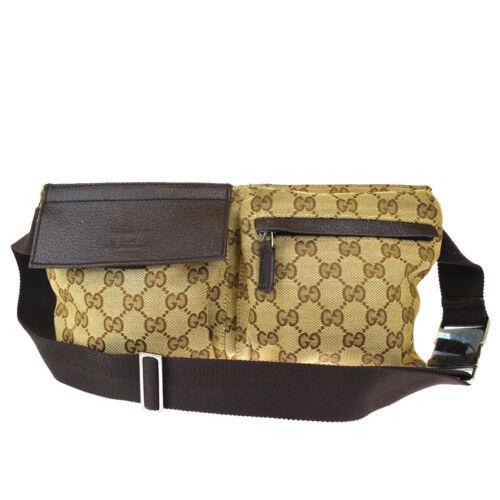Authentic GUCCI GG Pattern Bum Bag Belt Canvas Leather: Condition: \nPre-owned: An item that has been used or worn previously. See the sellerâ€™s listing for full details and description of any imperfections.\nSee all condition definitions- opens in a