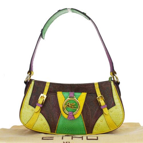 Authentic ETRO Shouldr Bag Paisley PVC Embossing: Brand: ETRO Size: Medium Material: PVC Leather Embossing Leather Bag Width: 11.4 Style: Shoulder Bag Bag Height: 5.5 Color: BordeauxYellow Green Bag Depth: 2.8 Department: Women Country/Region of Manu