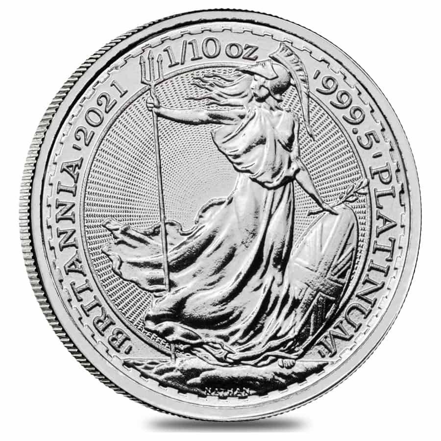 2021 Great Britain 1/10 oz Platinum Britannia Coin: You are bidding on the total lot which includes 1 of the following item: 2021 Great Britain 1/10 oz Platinum Britannia Coin .9995 Fine BU Bidhaus proudly offers the 2021 Great Britain 1/10 oz Platinum