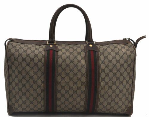 Authentic GUCCI Web Sherry Line Boston Bag PVC Leather: Brand: GUCCI Style: Boston Bag Country/Region of Manufacture: Italy Type: Boston Bag Bag Length: 19.7inches (50cm) Department: Women Bag Height: 11.2inches (28.5cm) Material: PVC Bag Depth: 7.7inches 