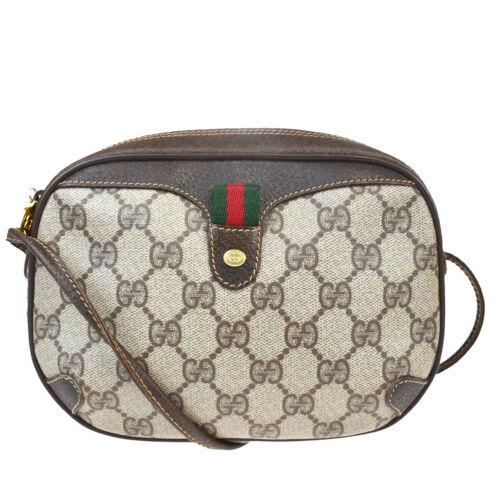 Authentic GUCCI GG Pattern Sherry Mini Shoulder Bag PVC: Brand: Gucci Size: Small Material: Leather PVC Bag Width: 7.9 Style: Shoulder Bag Bag Height: 5.9 Color: Brown Bag Depth: 2.0 Department: Women Strap Drop: 23.2 All Bidhaus items come with a 100% mone