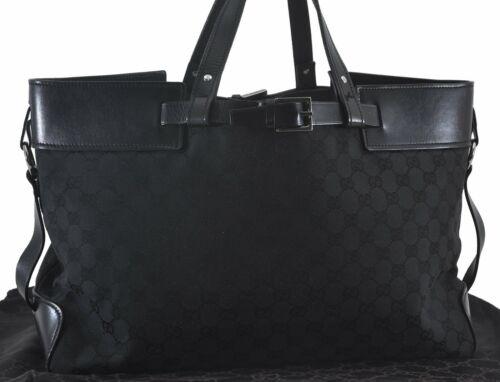 Authentic GUCCI Tote Bag GG Canvas Leather Black: Brand: GUCCI Style: Tote Bag Country/Region of Manufacture: Italy Type: Tote Bag Serial Number: 106251214397 Department: Women Bag Length: 15.4inches (39cm) Material: Canvas Bag Height: 10.2inches (26