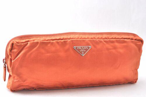 Authentic PRADA Satin Pouch Orange: Brand: PRADA Country/Region of Manufacture: Italy Material: Satin Bag Height: 4.3inches(11cm) Style: Pouch Bag Depth: 1.4inches(3.5cm) Color: Orange MPN: Does not apply Department: Women Bag Length: 1