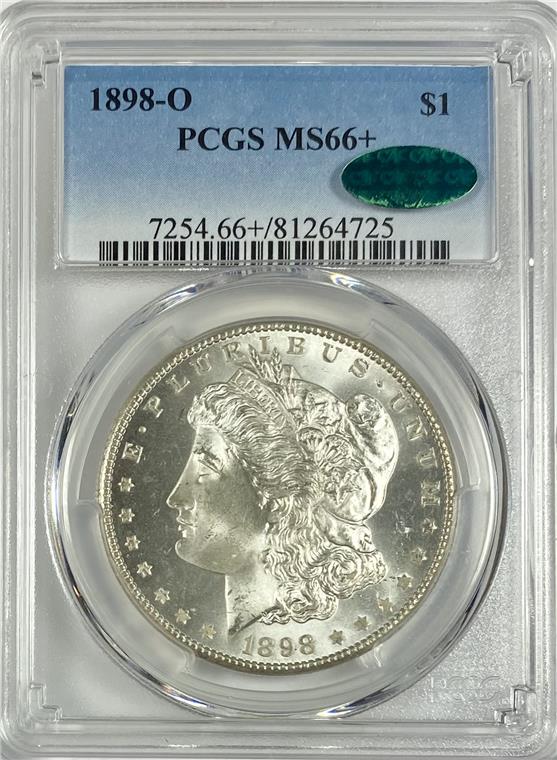 Morgan Silver Dollar: Morgan Silver Dollar Date: 1898 Cert: PCGS Grade: MS-66 + CAC Mint: O Denomination: $1 Notes:***PCGS PRICE GUIDE $1400 IN MS67 All Bidhaus items come with a 100% money-back authenticity guarantee. ALL