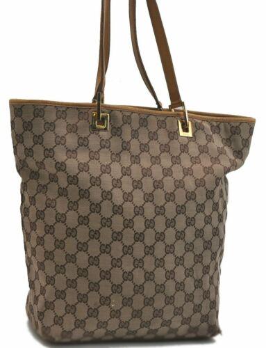 Authentic GUCCI Tote Bag GG Canvas Leather Brown Beige: Brand: GUCCI Bag Height: 12inches (30.5cm) Material: Canvas Bag Depth: 4.3inches (11cm) Style: Tote Bag MPN: Does not apply Color: Brown Serial Number: 00210982404 Department: Women Bag Length: 9.3inc